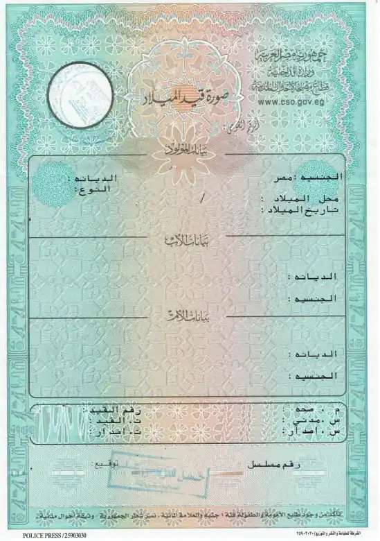 ترجمة شهادة الميلاد